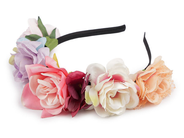 Coroniță florală elegantă - Bentiță multicoloră cu flori pentru nunți, festivaluri și domnișoare de onoare