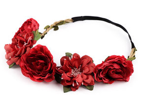 Bentiță elastică elegantă cu flori - Coroniță de păr împletită cu flori și frunze delicate