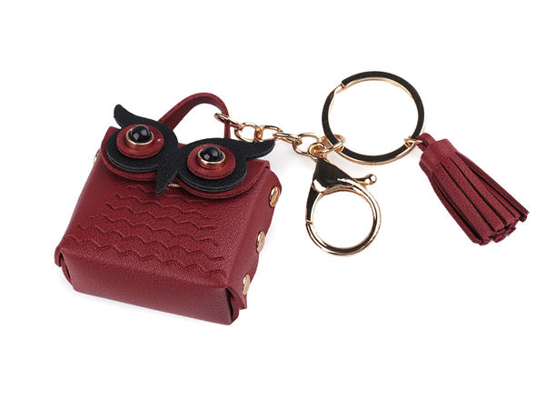 Mini-poșetă bufniță breloc și pandantiv pentru rucsac - Accesoriu premium de geantă din piele ecologică cu ciucure și carabină