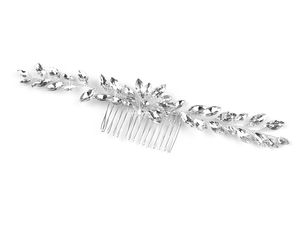 Pieptene de păr pentru mireasă, realizat manual cu strasuri din cristal - Accesoriu floral modelabil pentru nuntă