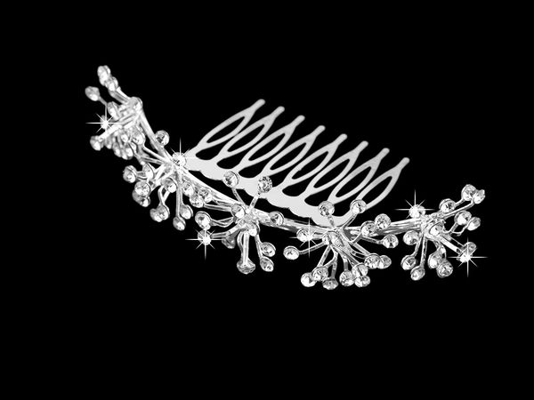 Pieptene de păr pentru mireasă cu flori din cristale - Accesoriu elegant din metal pentru nunți și evenimente festive