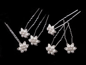 Ac de păr elegant cu model floral și perle (17mm) - Accesoriu premium pentru mirese și coafuri de seară