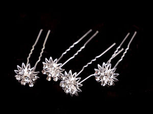 Agrafă de păr cu floare din cristale și ștrasuri - Accesoriu de păr floral premium pentru nunți, coafuri de mireasă și ocazii speciale (18mm)