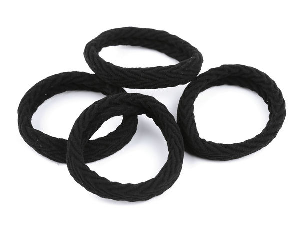 Elastice de păr negre premium cu model chevron fin - Suporturi de prindere cu elasticitate ridicată, fără deteriorare, pentru păr des