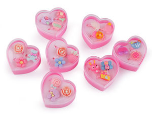 Set de inele reglabile cu figurine 3D pentru copii, în cutie în formă de inimă - Set cadou de bijuterii, 3 piese