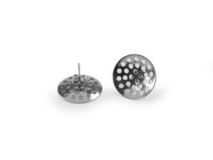 Baze pentru cercei cu șurub și sită, din oțel inoxidabil - Finisaj platinat (16mm, 18mm, 20mm)