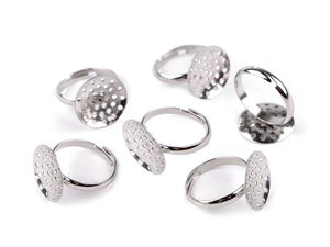 Bază de inel reglabilă din oțel inoxidabil pentru confecționare bijuterii DIY, cu sită de 16 mm - Platină