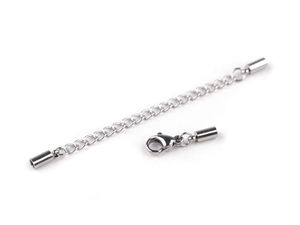 Set de închizători tip carabină din oțel inoxidabil platinat, cu lanț prelungitor și capace terminale pentru coliere și brățări