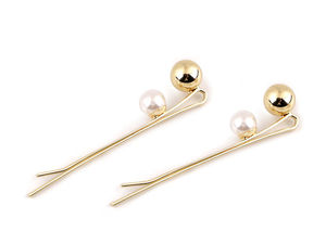 Ace de păr minimaliste cu perle și auriu deschis - Set elegant de agrafe de păr pentru ocazii festive și stilizare zilnică (2 piese)