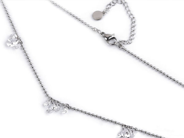 Colier elegant cu pandantiv din oțel inoxidabil și strasuri din cristal - Argintiu cristal