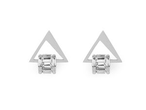 Cercei triunghiulari minimaliști din oțel inoxidabil cu zirconiu cubic strălucitor