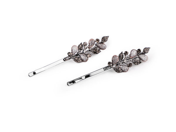 Clame și ace de păr premium cu ștrasuri - Accesorii elegante de păr pentru ocazii festive, cu motive florale și frunze (Set de 2)