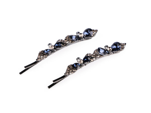 Set de agrafe și ace de păr cu strasuri strălucitoare - Accesorii festive de păr din metal premium (Set de 2)