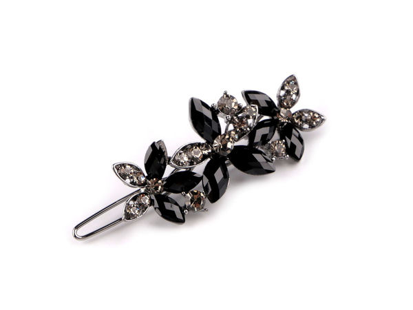 Clamă de păr elegantă cu floare din ștrasuri - Accesoriu metalic de calitate superioară pentru coafuri festive și de zi cu zi