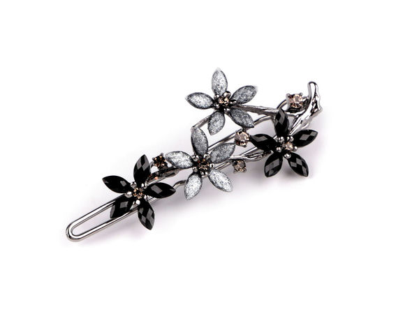 Clemă de păr elegantă cu floare din ștrasuri - Accesoriu de păr festiv din metal premium