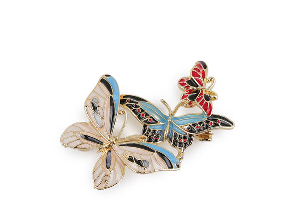 Broșe emailate elegante în formă de flori și fluturi - Ace decorative pentru haine, pălării și genți