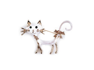Broșă emailată pisică - Pin elegant și jucăuș pentru haine și accesorii