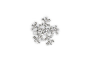 Broșă elegantă mini în formă de fulg de nea cu strasuri, argintiu cristal - Pin premium de Crăciun pentru eșarfe, pălării și genți