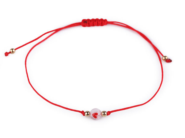 Brățară Shamballa realizată manual cu talisman inimă - Șnur macrame reglabil pentru vară