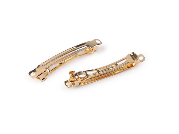 Bază agrafă de păr franțuzească premium, aurie - Componente metalice de 7x59 mm pentru bijuterii de păr și accesorii DIY