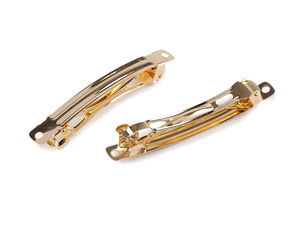 Bază agrafă de păr franțuzească, aurie (9x79mm) - Clemă metalică simplă premium cu orificii de fixare pentru bijuterii handmade și confecționarea accesoriilor de păr