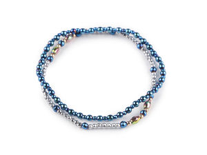 Brățări premium elastice din mărgele de hematit placat - Set de 2 brățări elastice elegante