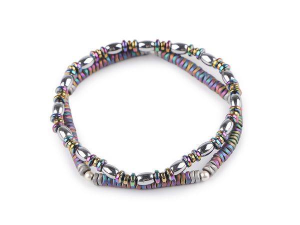 Brățări premium elastice din mărgele de hematit placat - Set de 2 brățări elastice elegante