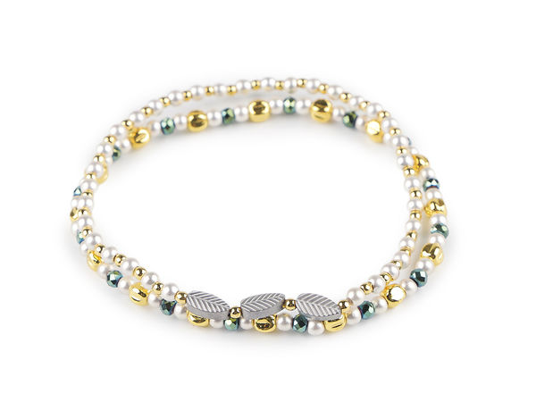 Brățări premium elastice din mărgele de hematit placat - Set de 2 brățări elastice elegante