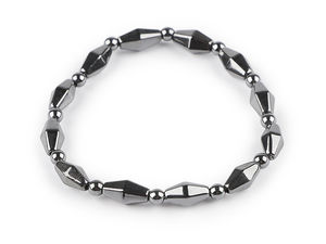 Brățară elastică unisex din mărgele de hematit - Bijuterie extensibilă premium din piatră minerală placată