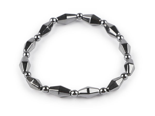 Brățară elastică unisex din mărgele de hematit - Bijuterie extensibilă premium din piatră minerală placată