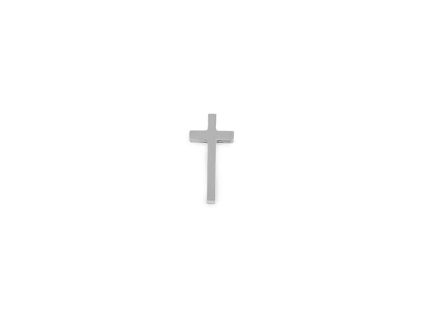Pandantiv cruce minimalist din oțel inoxidabil, 10x21mm - Componentă premium pentru confecționarea bijuteriilor, cu orificiu lateral integrat
