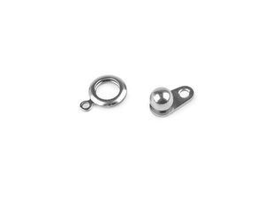 Închizătoare premium pentru bijuterii din oțel inoxidabil 8x14 mm, model bilă și inel - Element de prindere pentru coliere și brățări