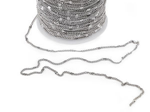 Lanț decorat din oțel inoxidabil, nuanță platină (2mm) - Lanț cu zale imprimate cu stele pentru confecționarea bijuteriilor