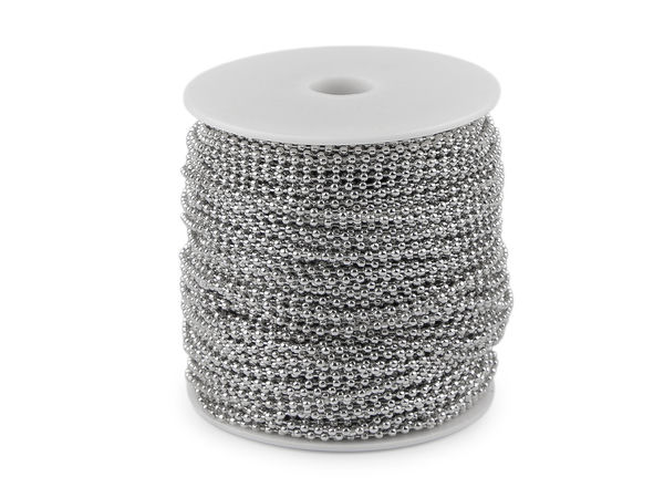 Lanț metalic cu bile premium (2,4 mm) pentru genți, îmbrăcăminte și accesorii - Finisaj platinat