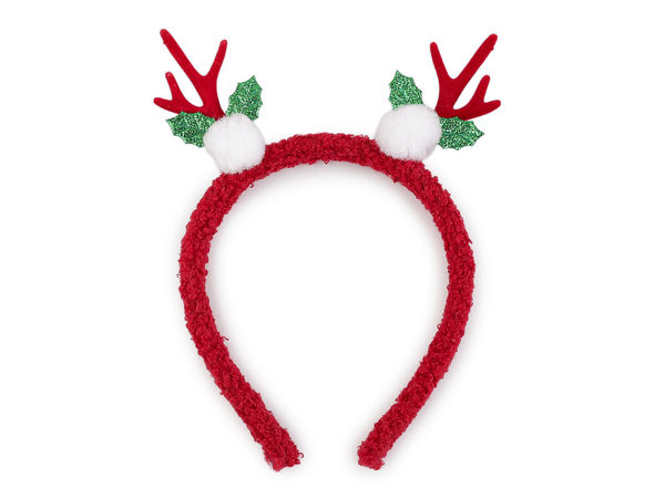 Cordeluță festivă de petrecere cu coarne de ren din catifea - Accesoriu de păr pentru Crăciun și sărbători