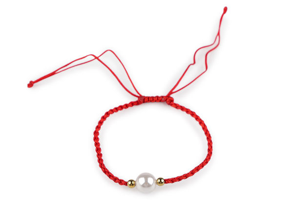 Brățară elegantă Shamballa cu perlă și șnur macrame reglabil