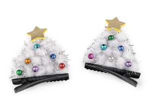 Clame de păr festive cu pompoane în formă de brad de Crăciun - Agrafe de sărbătoare pentru femei și fete