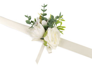 Brățară florală elegantă pentru domnișoare de onoare, cu panglică reglabilă din satin - Corsaj de mână romantic cu trandafiri, pentru nunți și ocazii speciale