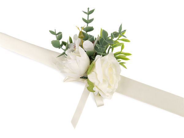 Brățară florală elegantă pentru domnișoare de onoare, cu panglică reglabilă din satin - Corsaj de mână romantic cu trandafiri, pentru nunți și ocazii speciale