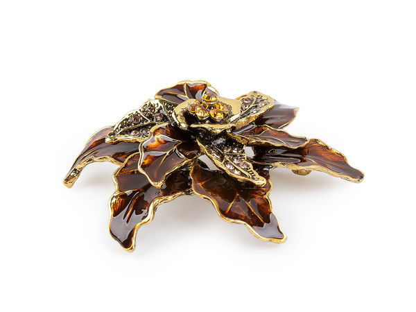 Broșă elegantă în formă de floare cu strasuri - Pin floral premium pentru haine, pălării, genți și eșarfe