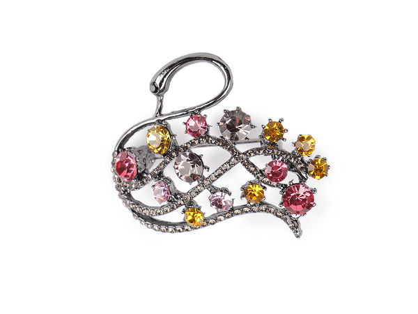 Broșă elegantă în formă de lebădă cu strasuri - Pin de rever premium din metal și sticlă pentru haine, pălării, genți și eșarfe