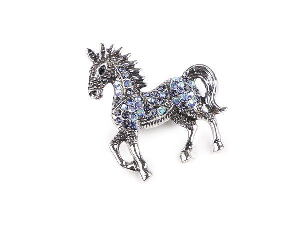 Broșă elegantă cu ștrasuri în formă de cal - Broșă statement premium din metal și sticlă