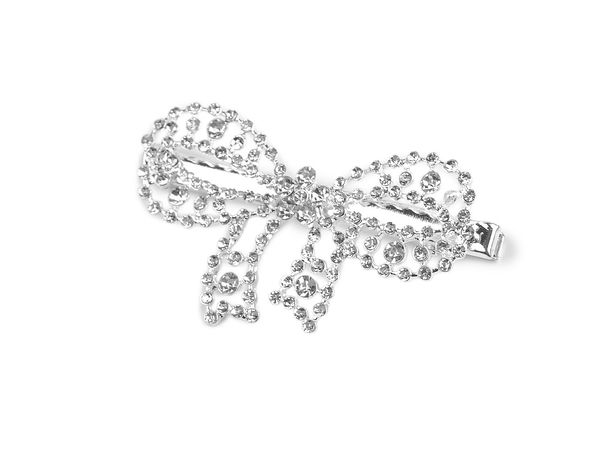 Clamă de păr premium cu fundă din strasuri - Accesoriu elegant pentru coafuri festive
