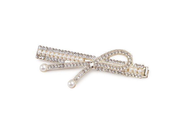 Clamă de păr premium cu fundă din strasuri - Accesoriu elegant pentru coafuri festive