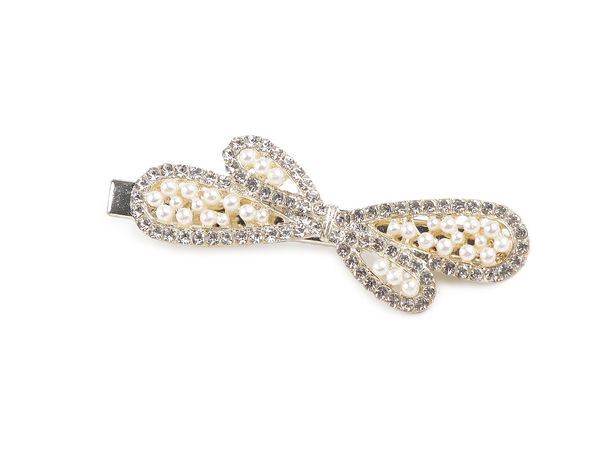 Clamă de păr premium cu fundă din strasuri - Accesoriu elegant pentru coafuri festive