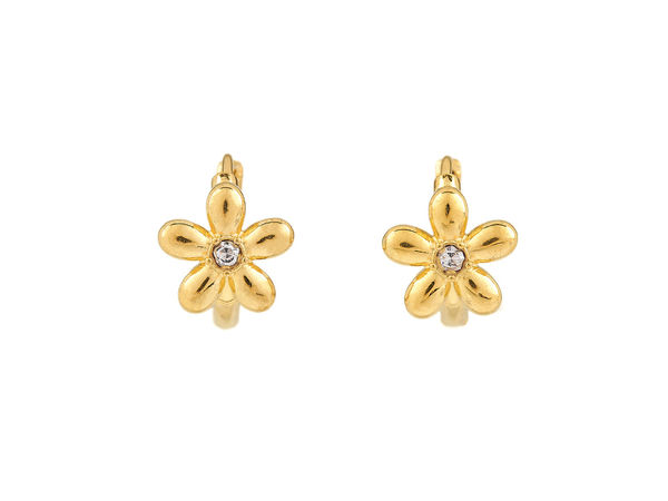 Cercei rotunzi din oțel inoxidabil cu model floral și zirconiu cubic