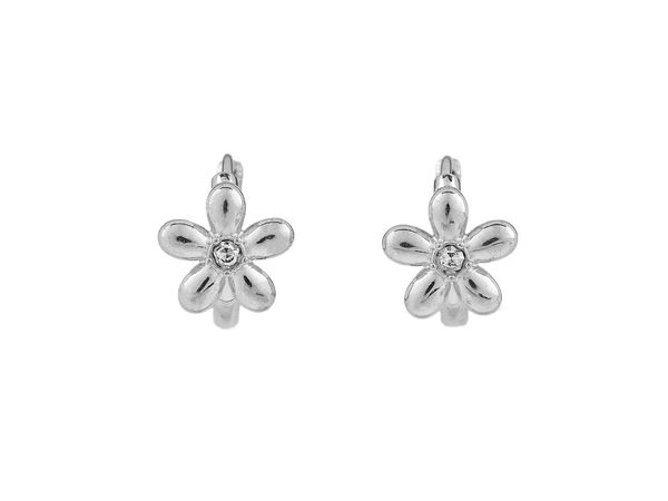 Cercei rotunzi din oțel inoxidabil cu model floral și zirconiu cubic