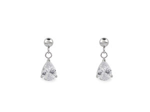 Cercei clasici cu șurub din oțel inoxidabil și zirconiu cubic - Argintiu cristal