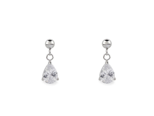 Cercei clasici cu șurub din oțel inoxidabil și zirconiu cubic - Argintiu cristal