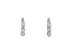 Cercei rotunzi din oțel inoxidabil cu cristale de zirconiu cubic - Argintiu cristal